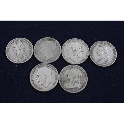 125 - 6 Pre 1920 Sil.ver Halfcrown Coins- 82g