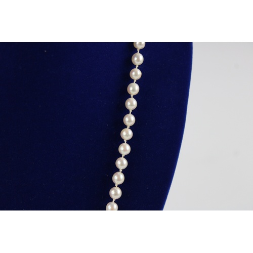 1 - Vintage .585 14ct GOLD CLASPED PEARL NECKLACE, Hand Knotted, 52.8cm  (13g)