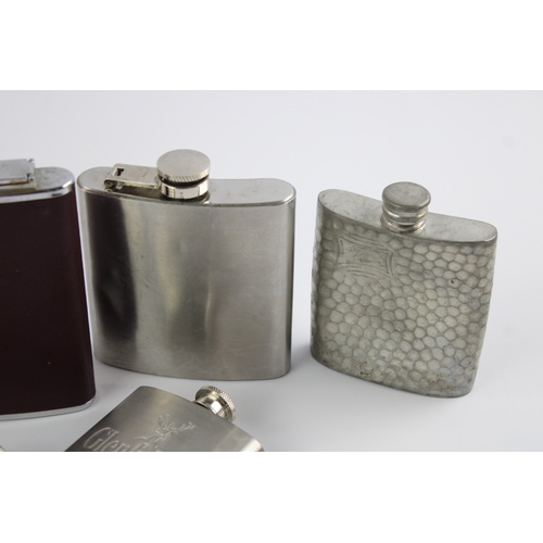 10 - 6 x Vintage BREWERIANA HIP FLASKS Inc. Silver Plate, Pinder Bros Pewter Etc