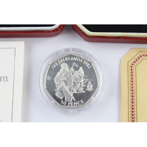 18 - 3 x .925 STERLING SILVER Proof Coins Inc Boxed, COA, Gibraltar, UK, Isle of Man