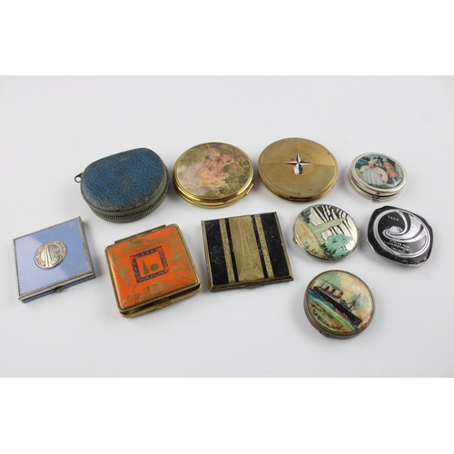 34 - 10 x Assorted Vintage Vanity COMPACTS Inc Souvenir, 1951 Festival of Britain Etc