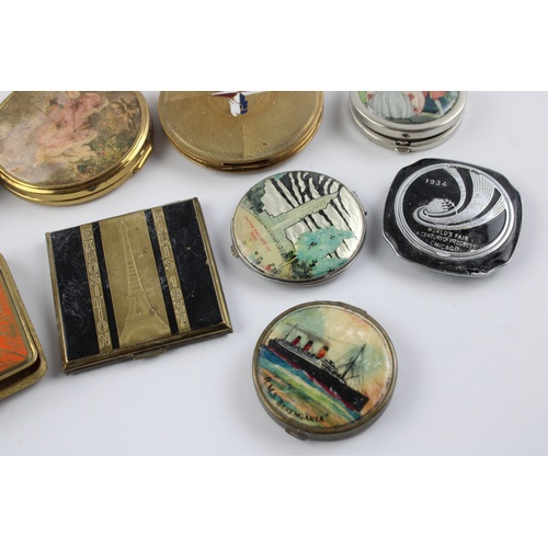 34 - 10 x Assorted Vintage Vanity COMPACTS Inc Souvenir, 1951 Festival of Britain Etc