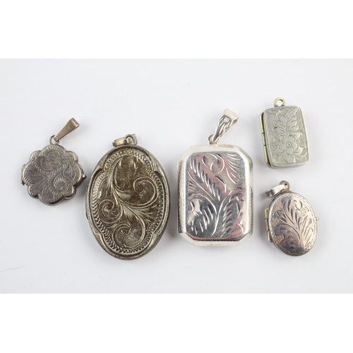 48 - 5 x Vintage .925 Sterling Silver LOCKETS inc. Rectangular, Engraved Design (26g)