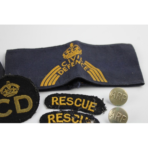 63 - 15 x WW2 Home Front BADGES & Armbands Inc Woman's Home Defence, Silver ARP Etc