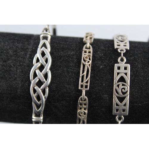 85 - 4 x Vintage .925 Sterling Silver Celtic BRACELETS & BANGLES inc. Cutwork (41g)