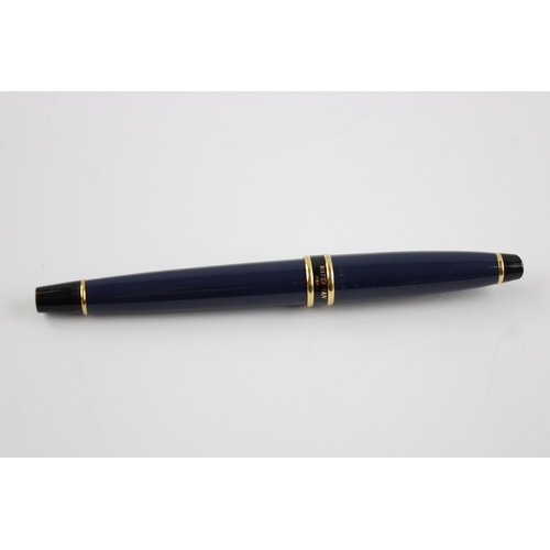 66 - WATERMAN Expert Blue Lacquer FOUNTAIN PEN w/ Gold Plate Nib WRITING Original Box