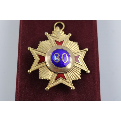 100 - Vintage Hallmarked .925 STERLING SILVER & Enamel Masonic 30th Degree Badge Jewel