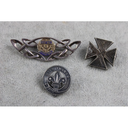 118 - 6  x Vintage .925 STERLING SILVER Badges Inc Boy Scouts, Long Service (43g)