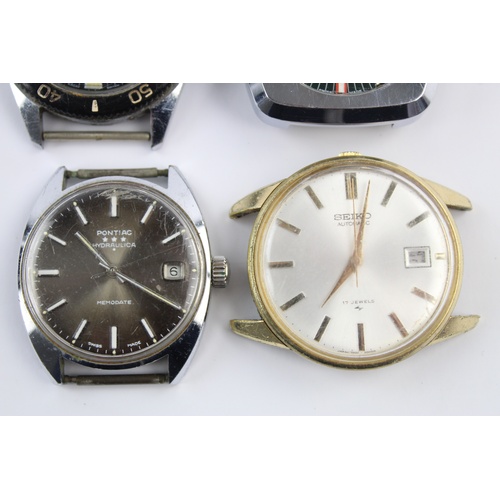 122 - 4 Vintage Gents Sports, Dress, Divers Style WRISTWATCH HEADS Hand-Wind Automatic