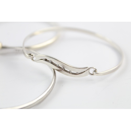 133 - 6 x Vintage .925 Sterling Silver BANGLES inc. Minimalist, Leaf Motif, Tort (44g)