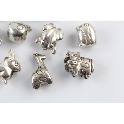 127 - 10 x PANDORA .925 Sterling Silver CHARMS inc. Peacock, Giraffe, Turtle (45g)