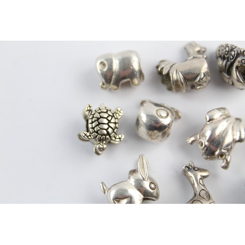 127 - 10 x PANDORA .925 Sterling Silver CHARMS inc. Peacock, Giraffe, Turtle (45g)