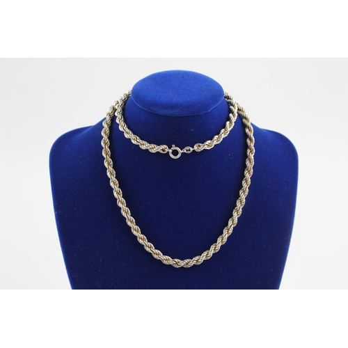 147 - Vintage .925 STERLING SILVER Rope Twist Chain NECKLACE, 61cm  (58g)