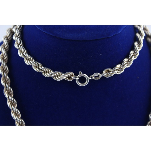 147 - Vintage .925 STERLING SILVER Rope Twist Chain NECKLACE, 61cm  (58g)