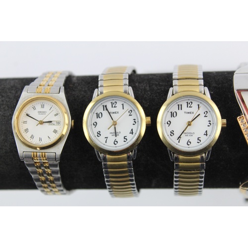 138 - 7 x Ladies Quality Bi-Metal WRISTWATCHES Quartz WORKING Inc Seiko, Timex Etc