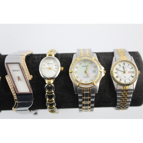 138 - 7 x Ladies Quality Bi-Metal WRISTWATCHES Quartz WORKING Inc Seiko, Timex Etc