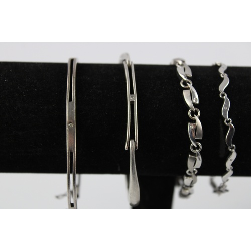 149 - 4 x Vintage .925 Sterling Silver BANGLES inc. Minimalist, Stacker (58g)