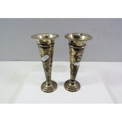 155 - PAIR OF HALLMARKED SILVER VASES