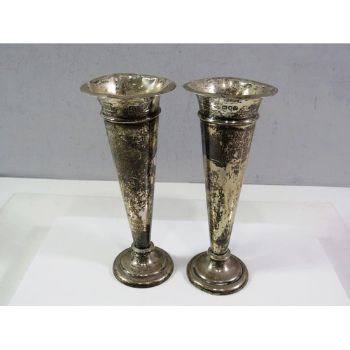 155 - PAIR OF HALLMARKED SILVER VASES