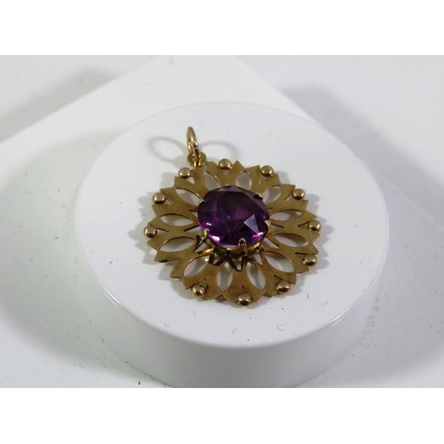 168 - 14CT GOLD - AMETHYST PENDANT