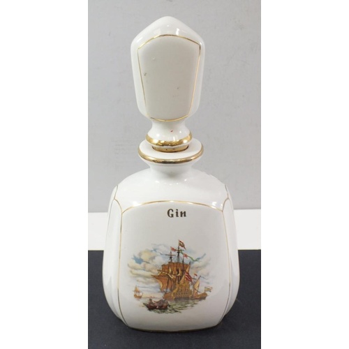 192 - NAUTICAL THEME HAND PAINTED GIN DECANTER