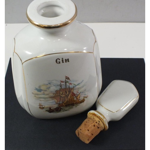 192 - NAUTICAL THEME HAND PAINTED GIN DECANTER