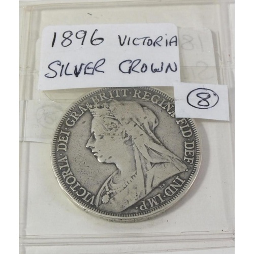 201 - 1896 VICTORIAN SILVER CROWN COIN