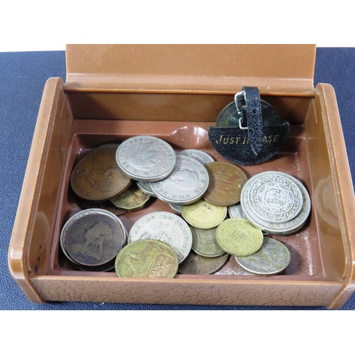 205 - COLLECTABLE SHILLING AND OLD COINS IN BOX