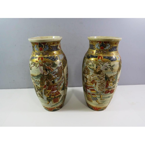 418 - PAIR OF JAPANESE VASES SOME DAMAGE 14