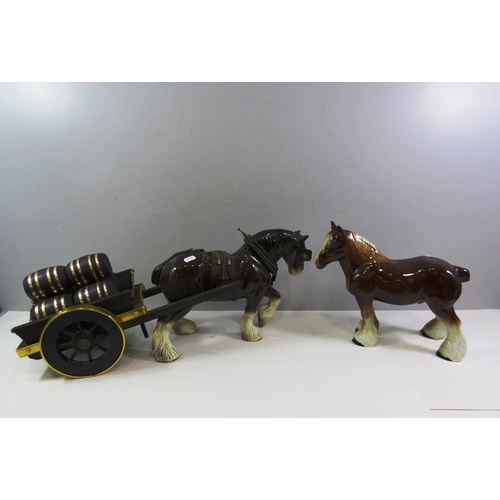 686 - SHIRE HORSE WITH DRAY CART AND ONE OTHER HORSE