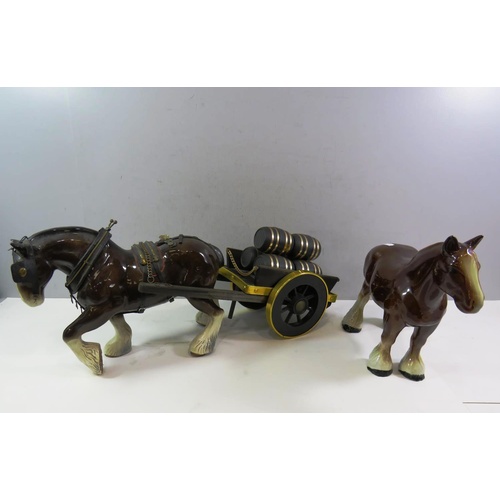 686 - SHIRE HORSE WITH DRAY CART AND ONE OTHER HORSE