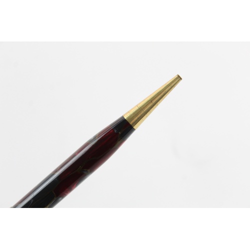 82 - Vintage BURNHAM B48 Red Lacquer FOUNTAIN PEN w/ 14ct Gold Nib, Pencil