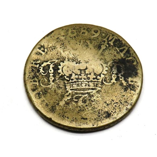 285 - RARE 1689 KING JAMES II HALF CROWN, GUN MONEY COIN