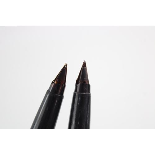 7 - 2 x Vintage PARKER 45 FOUNTAIN PENS w/ Gold Plate Nibs WRITING Boxed