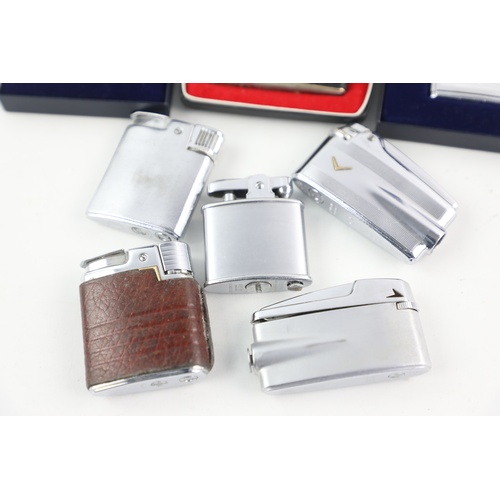 3 - 8 x Vintage RONSON Cigarette LIGHTERS Inc Varaflame, Leather, Boxed, Standard