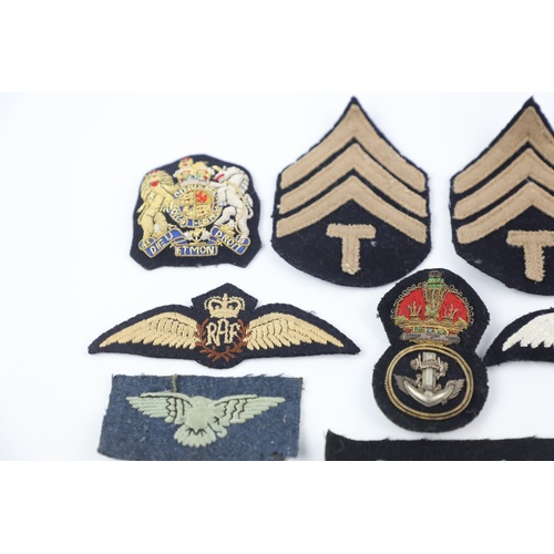 12 - 20 x Assorted MILITARY CLOTH BADGES Inc RAF, Army, Navy. RAF ID tags, WW2 Etc