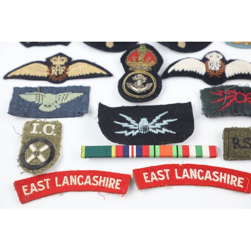 12 - 20 x Assorted MILITARY CLOTH BADGES Inc RAF, Army, Navy. RAF ID tags, WW2 Etc