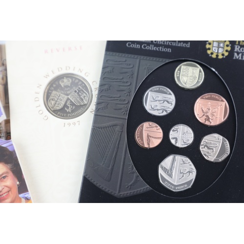 7 - 4 x ROYAL MINT UK Un-Circulated Coin Sets Inc 2008 Royal Shield of Arms Etc