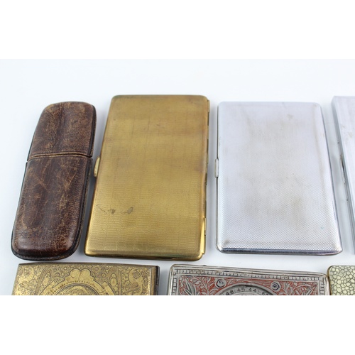 19 - 8 x Assorted Vintage Tobacciana CIGARETTE & CIGAR CASES Inc Ladies, Leather Etc