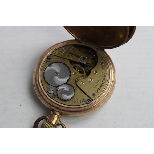 13 - Vintage Gents ELGIN Rolled Gold Full Hunter POCKET WATCH Hand-Wind (111g)