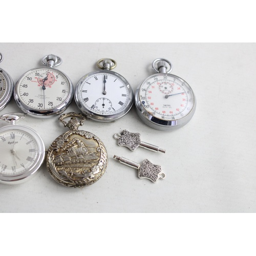 20 - 8 x Vintage Gents POCKET / STOP WATCHES Hand-Wind & Key-Wind Inc. Cordella Etc