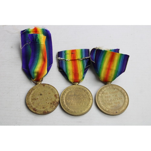 22 - 3 x WW1 Victory MEDALS Full Size Named w/ Original Ribbons