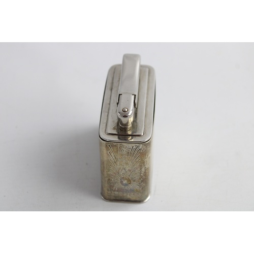 27 - Vintage IBELO Monopol Silver Plate Petrol Cigarette LIGHTER w Personal Engraving