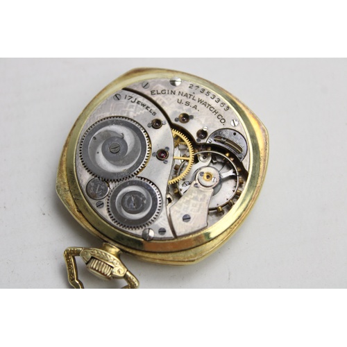 30 - Vintage Gents c.1930's ELGIN Gold Tone POCKET WATCH Hand-Wind 17 Jewel Movement