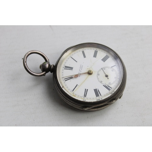 31 - Vintage .935 SILVER Cased POCKET WATCH Key-Wind Dial Signed Kendal & Dent (92g)