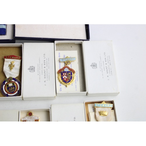 33 - 8 x Assorted Vintage Boxed MASONIC Medals / Jewels Inc Steward, Hospital Etc