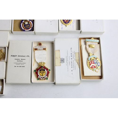 33 - 8 x Assorted Vintage Boxed MASONIC Medals / Jewels Inc Steward, Hospital Etc