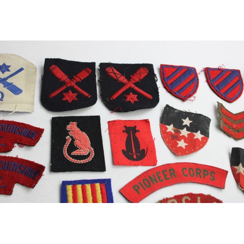 36 - 16 Vintage MILITARY Cloth Badges Inc Shoulder, Sleeve, Printed Titles, Canadian