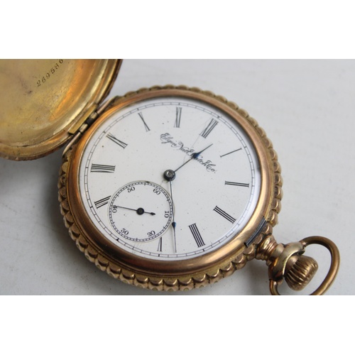 39 - Vintage Gents ELGIN Rolled Gold Full Hunter POCKET WATCH Hand-Wind WORKING 109g