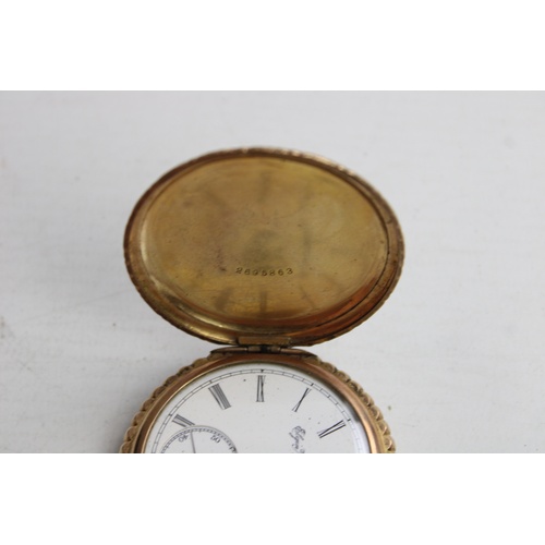 39 - Vintage Gents ELGIN Rolled Gold Full Hunter POCKET WATCH Hand-Wind WORKING 109g